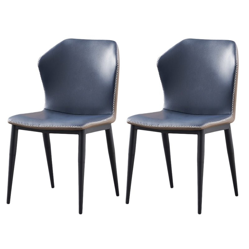 Contemporary Armless Dining Chairs Black Metal Legs Wingback Side Chair