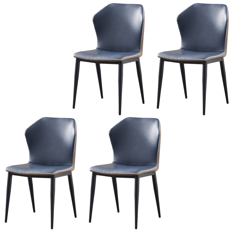 Contemporary Armless Dining Chairs Black Metal Legs Wingback Side Chair