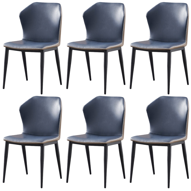 Contemporary Armless Dining Chairs Black Metal Legs Wingback Side Chair