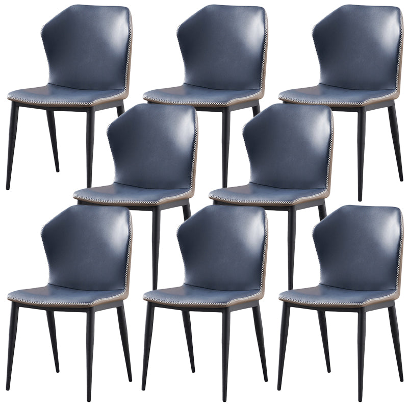 Contemporary Armless Dining Chairs Black Metal Legs Wingback Side Chair