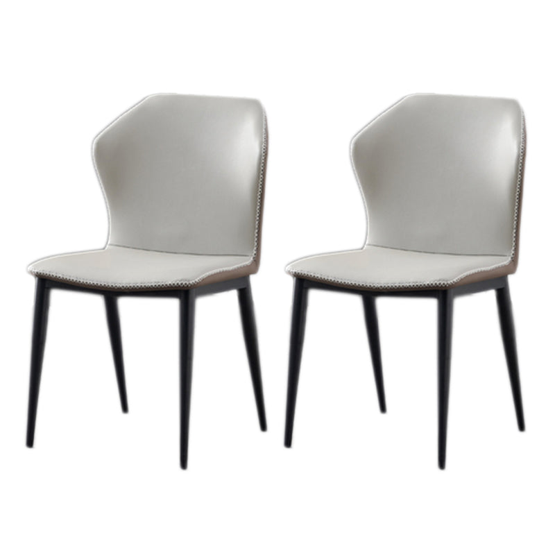 Contemporary Armless Dining Chairs Black Metal Legs Wingback Side Chair