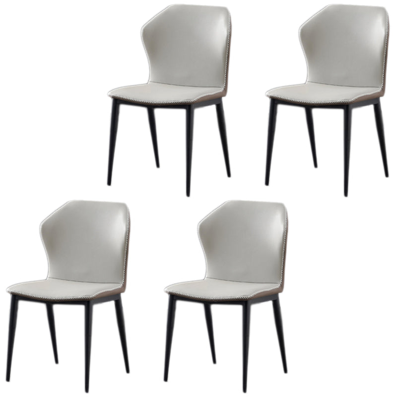 Contemporary Armless Dining Chairs Black Metal Legs Wingback Side Chair