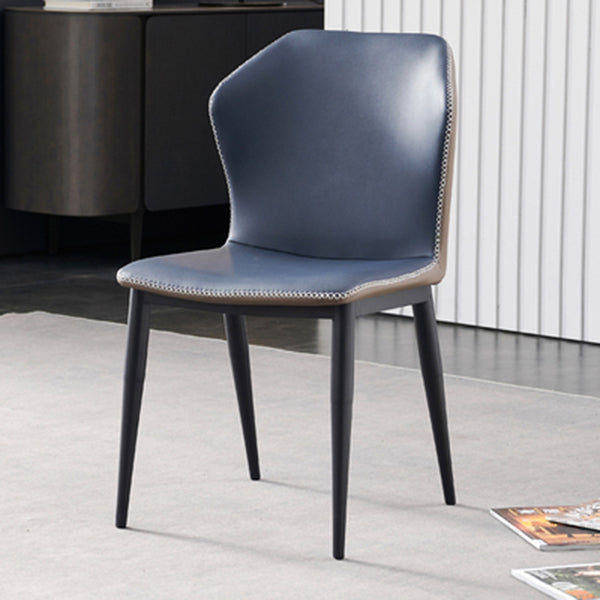 Contemporary Armless Dining Chairs Black Metal Legs Wingback Side Chair