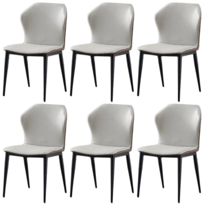 Contemporary Armless Dining Chairs Black Metal Legs Wingback Side Chair