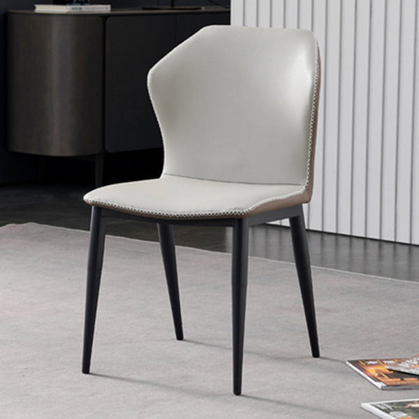 Contemporary Armless Dining Chairs Black Metal Legs Wingback Side Chair