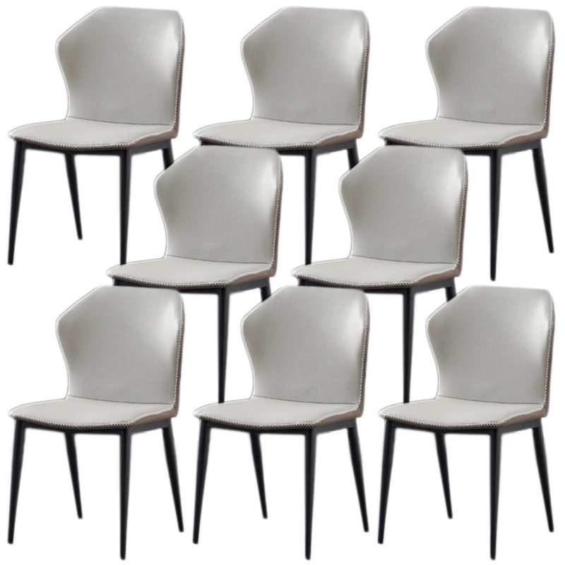 Contemporary Armless Dining Chairs Black Metal Legs Wingback Side Chair