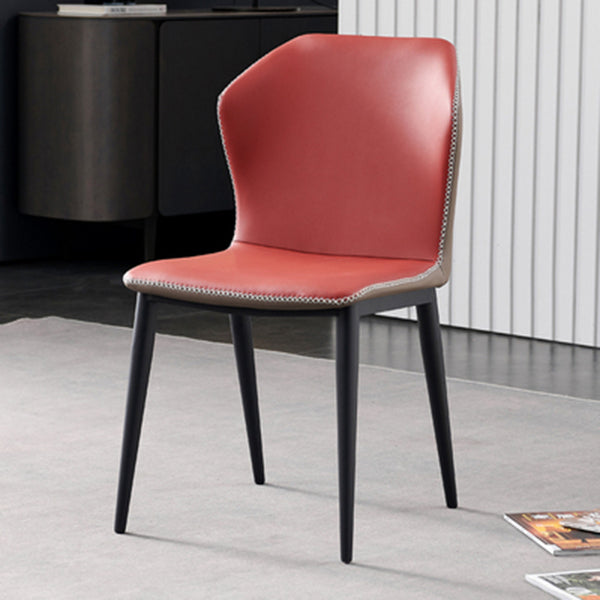 Contemporary Armless Dining Chairs Black Metal Legs Wingback Side Chair