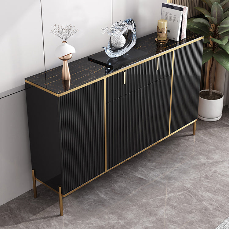 Glam Style Buffet Sideboard Sintered Stone Top Server with Door and Drawer for Dining Room