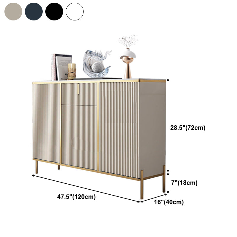 Glam Style Buffet Sideboard Sintered Stone Top Server with Door and Drawer for Dining Room