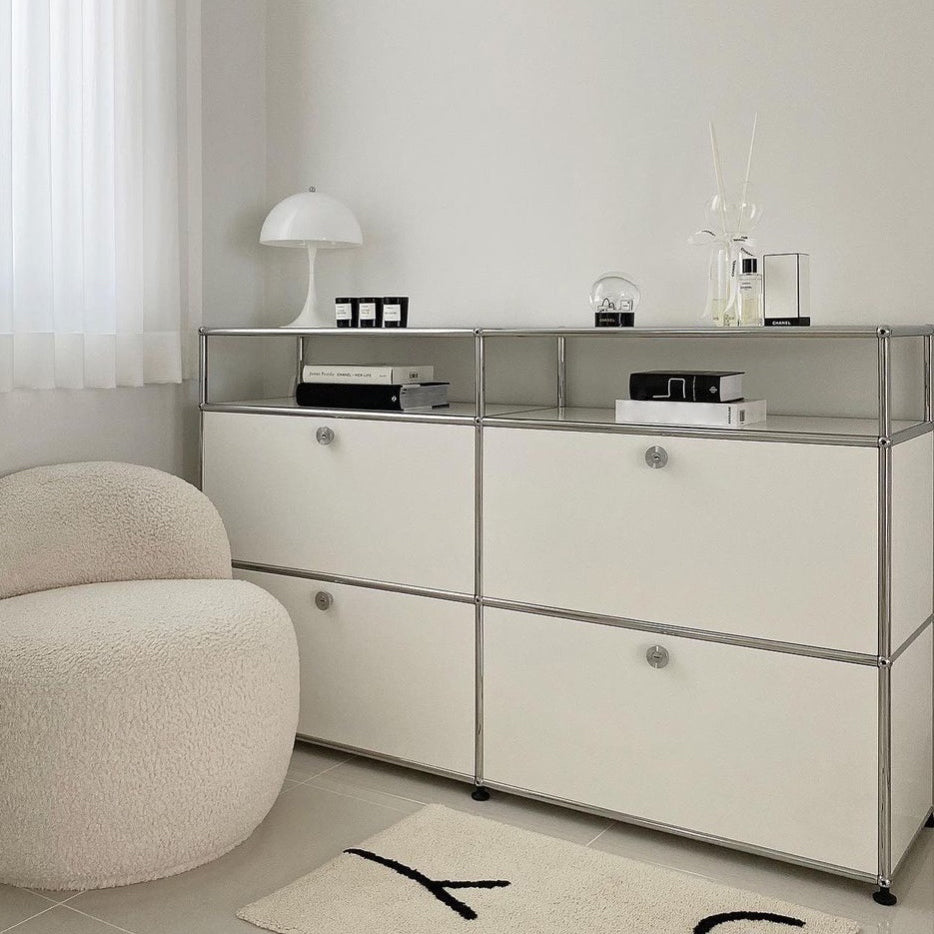 Modern Style Stainless Steel Sideboard White Sideboard for Living Room