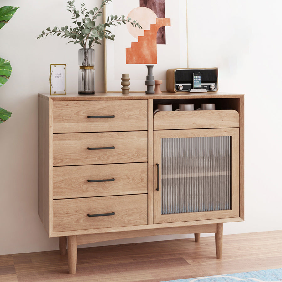 Door and Drawer Sideboard Wood Simple Style Cupboard for Dining Room