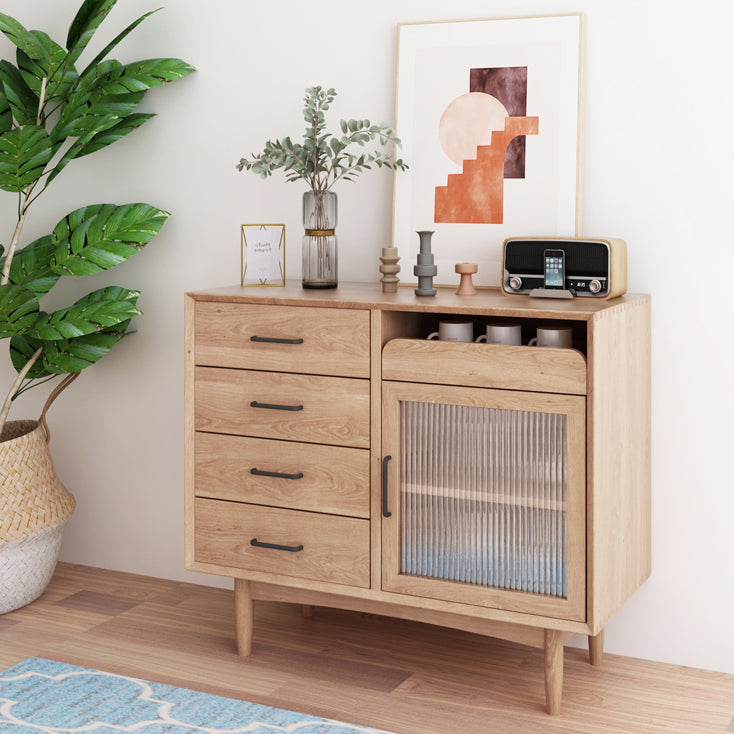 Door and Drawer Sideboard Wood Simple Style Cupboard for Dining Room