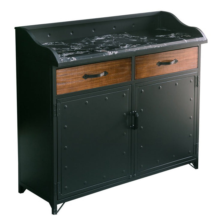 Contemporary Sideboard Black Metal with Drawers Cabinets for Home