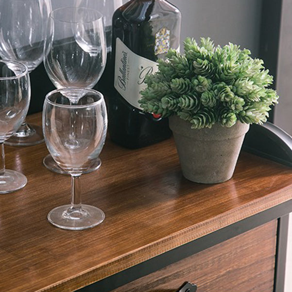 Contemporary Sideboard Black Metal with Drawers Cabinets for Home