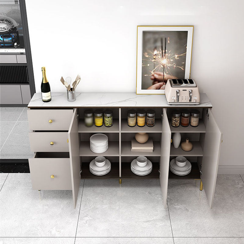 Living Room Glam Sideboard Cabinet Stone Adjustable Shelving Sideboard with Drawers