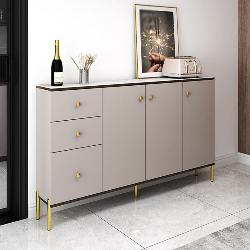 Living Room Glam Sideboard Cabinet Stone Adjustable Shelving Sideboard with Drawers