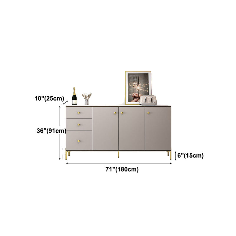 Living Room Glam Sideboard Cabinet Stone Adjustable Shelving Sideboard with Drawers