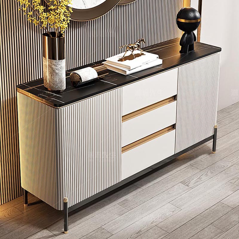 Sintered Stone Storage Cabinet Luxury Rectangle Sideboard for Home