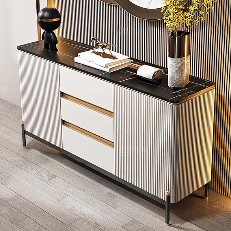 Sintered Stone Storage Cabinet Luxury Rectangle Sideboard for Home