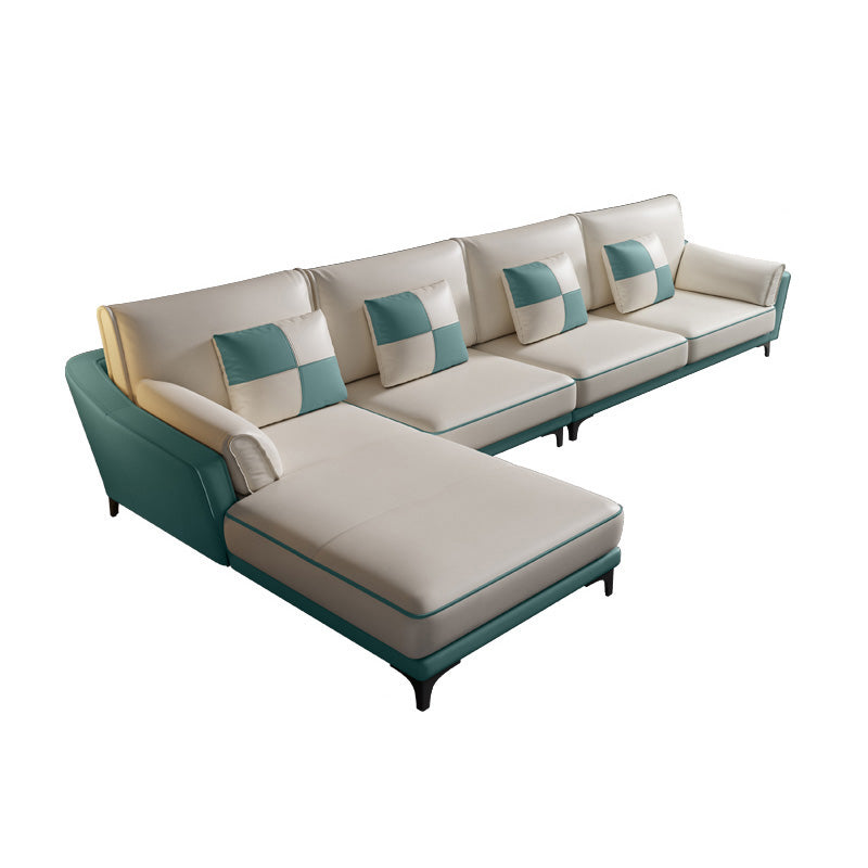 Sloped Arm Sectional Modernism Genuine Leather 3/4-seat Sectional