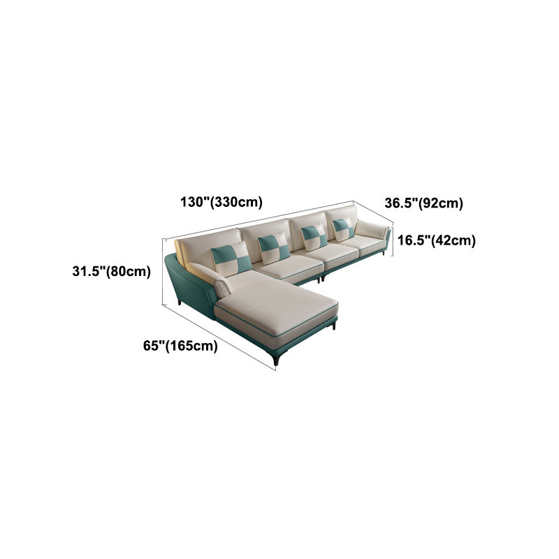 Sloped Arm Sectional Modernism Genuine Leather 3/4-seat Sectional