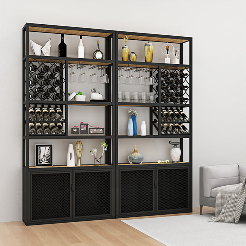 Iron Freestanding Wine Bottle & Glass Rack Modern Wine Rack with Shelf