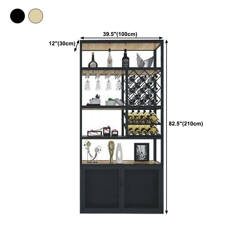 Iron Freestanding Wine Bottle & Glass Rack Modern Wine Rack with Shelf