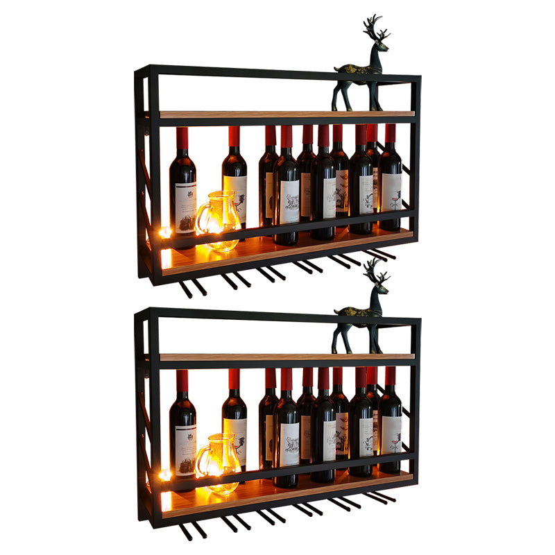 Wood and Metal Wall Mounted Wine Rack 8"W X 22"H 12-Bottle Wine Racks with Shelf