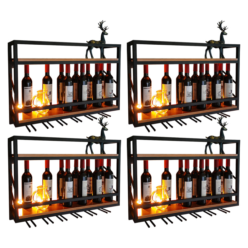 Wood and Metal Wall Mounted Wine Rack 8"W X 22"H 12-Bottle Wine Racks with Shelf