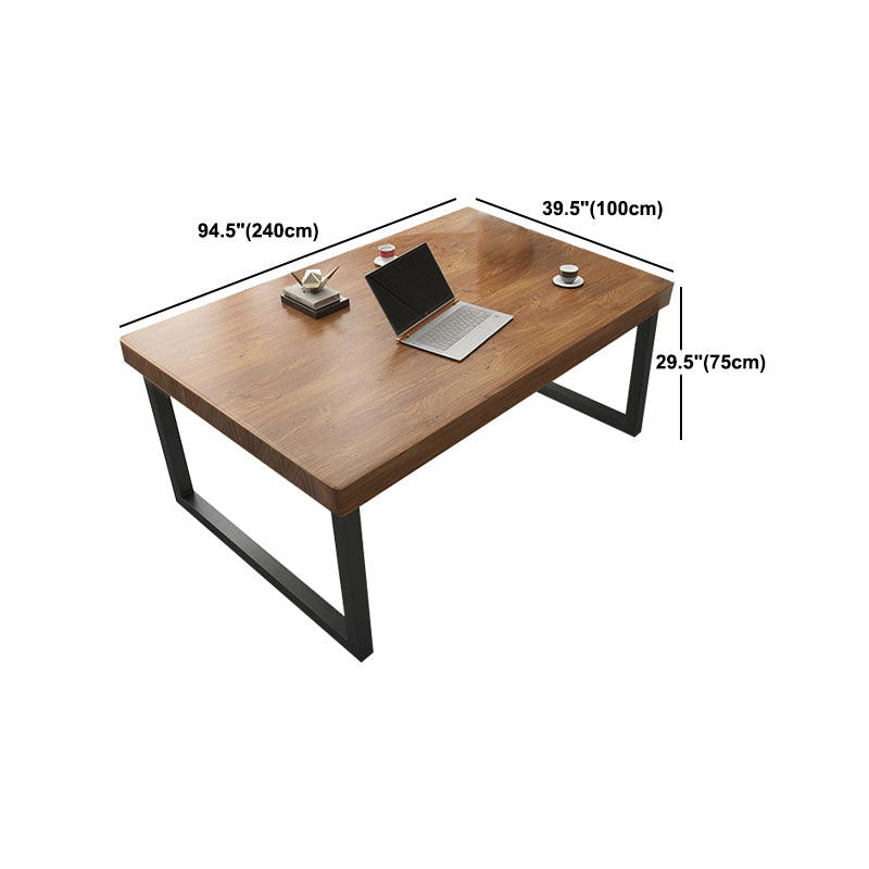 Rectangle Meeting Table Industrial Office Desk with Metal Base