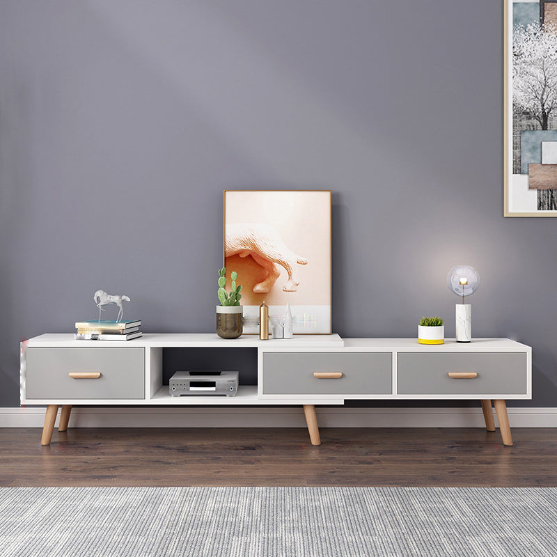 12" - Wide Wood TV Stand , Sliding Nordic TV Console with 2 / 3 / 4 Drawers