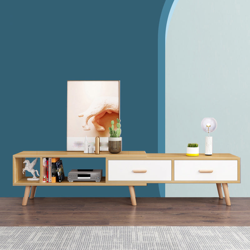 12" - Wide Wood TV Stand , Sliding Nordic TV Console with 2 / 3 / 4 Drawers