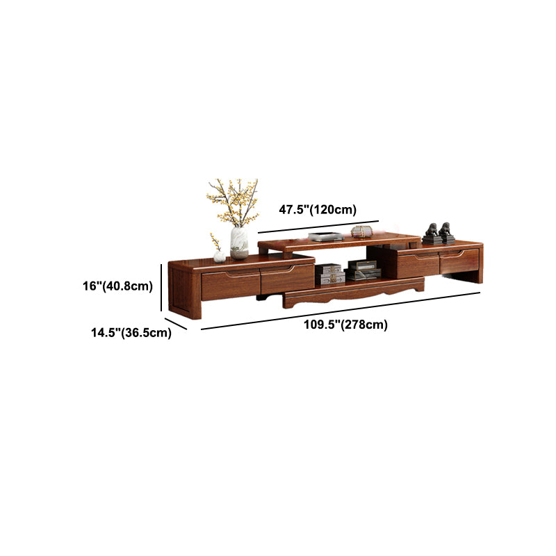 Traditional Style TV Stand Brown TV Console with Drawers for Living Room