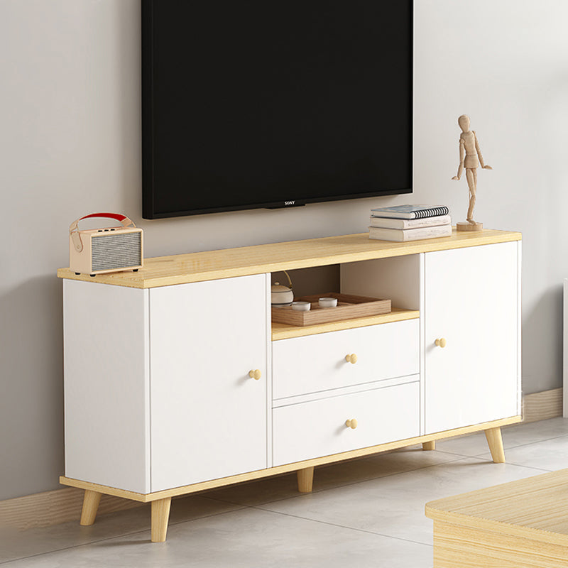 Scandinavian Style Wood TV Stand 2-Door TV Console with Storage