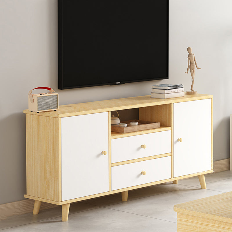 Scandinavian Style Wood TV Stand 2-Door TV Console with Storage