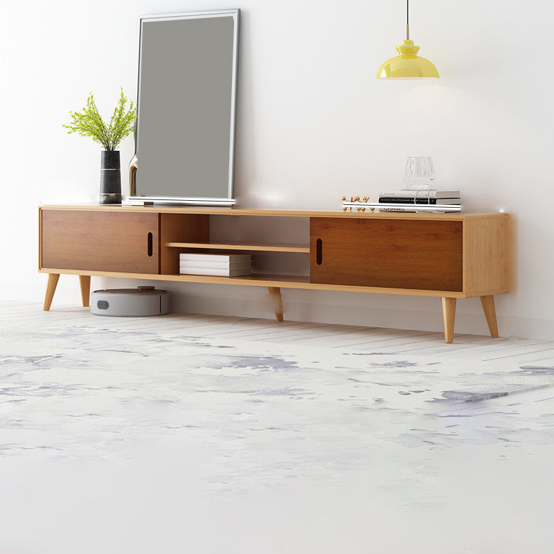 Modern TV Stand with 4 Legs , Solid Wood TV Stand Console with with Sliding Storage