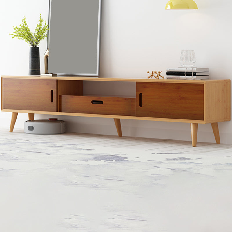 Modern TV Stand with 4 Legs , Solid Wood TV Stand Console with with Sliding Storage