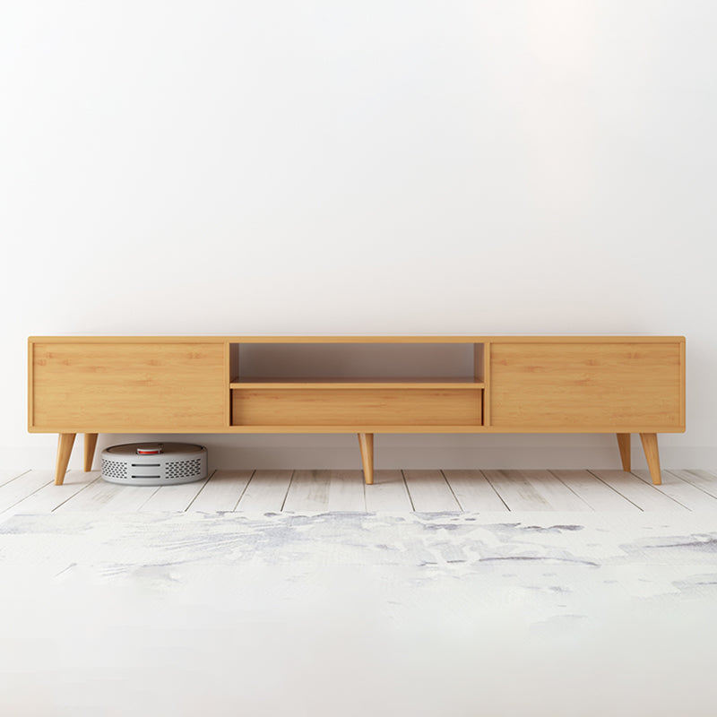 Modern TV Stand with 4 Legs , Solid Wood TV Stand Console with with Sliding Storage