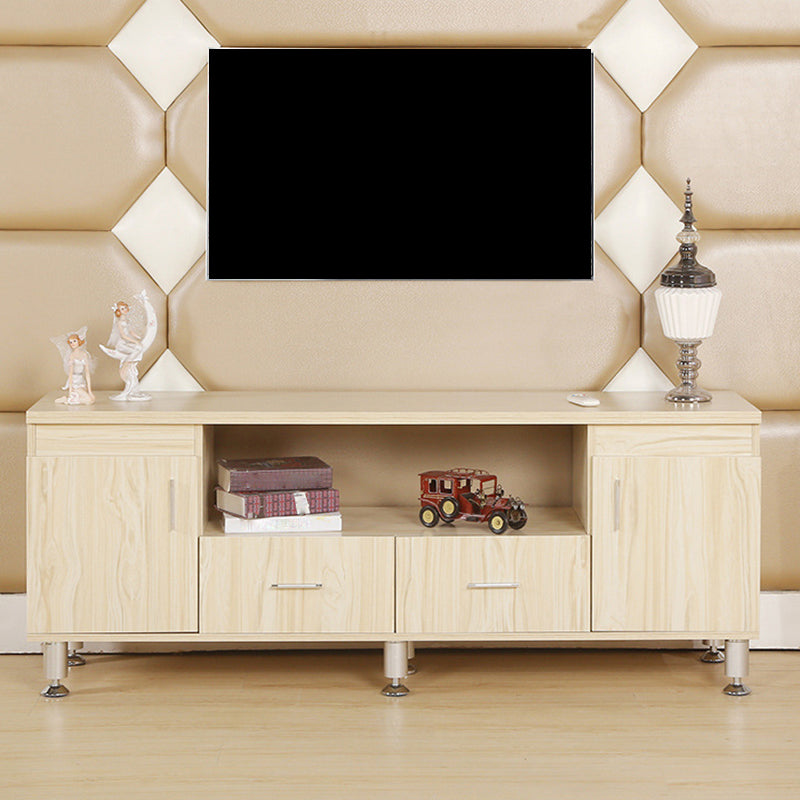 Scandinavian Style Wood TV Stand Open Storage TV Console with Shelves