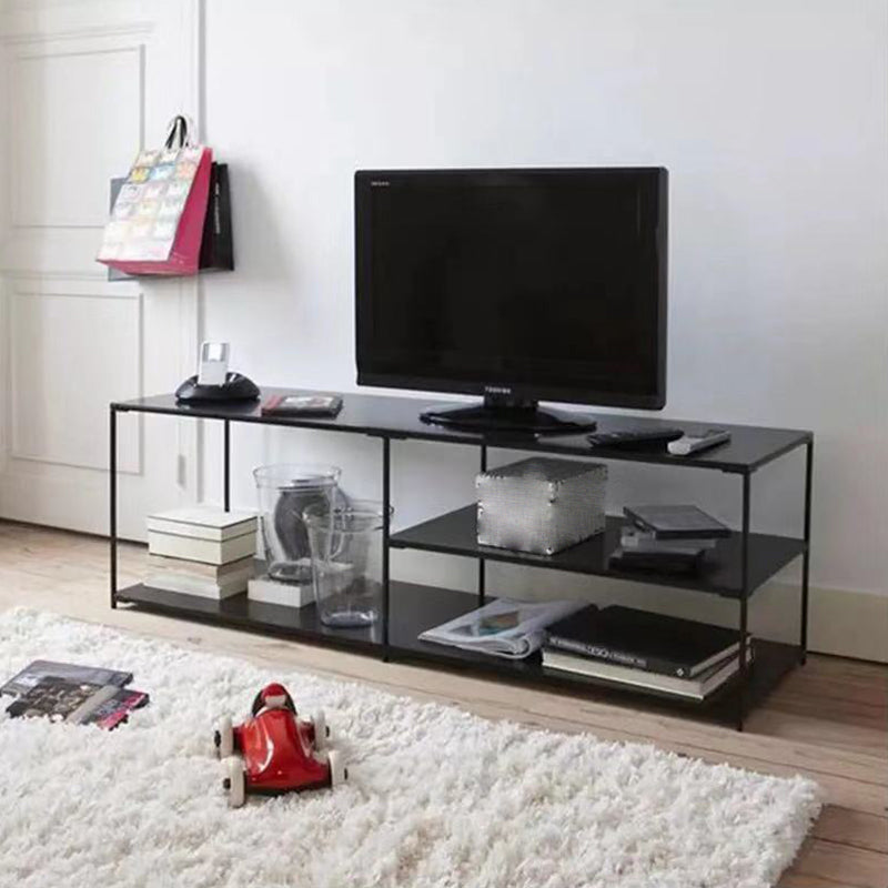 19.69"H TV Stand Open Storage Industrial Style TV Console with 3-shelf