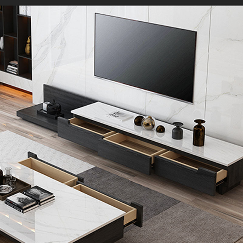 Contemporary Style TV Stand Gray TV Console with Drawers for Living Room