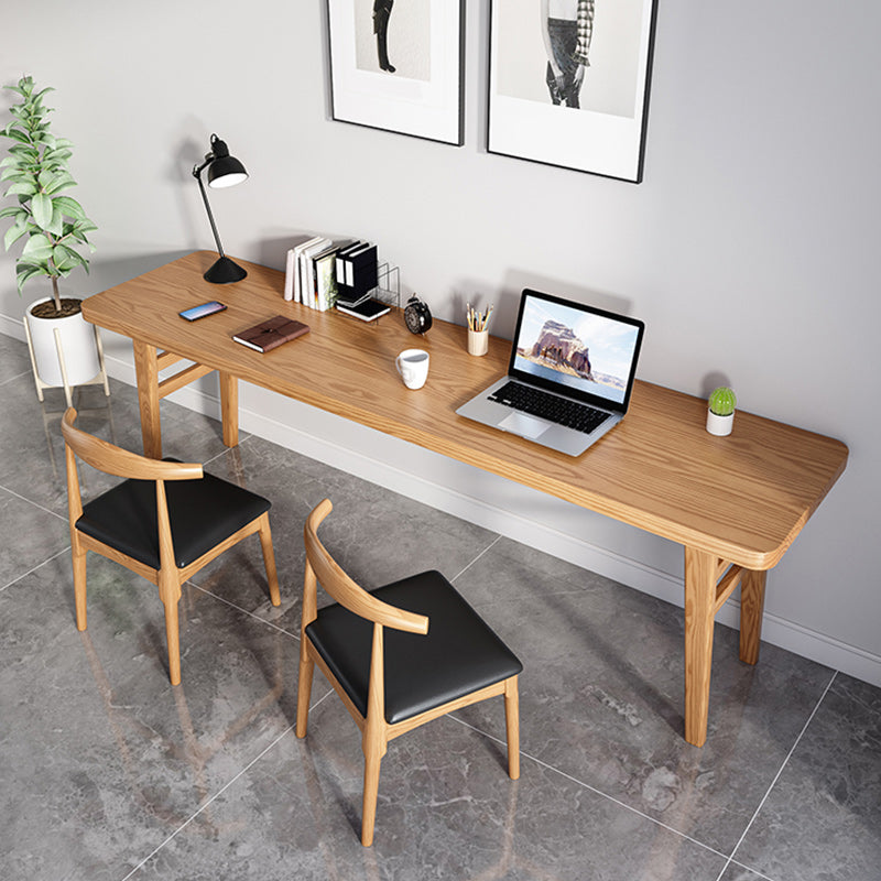 Modern Rectangular Writing Desk Solid Wood H-Shape Office Desk