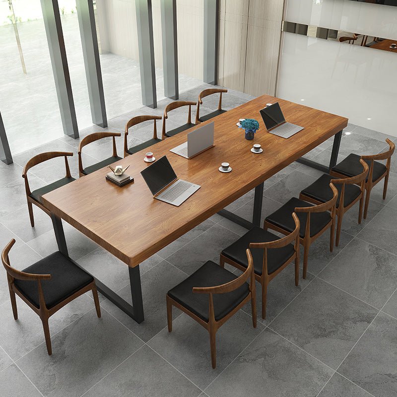 Solid Wood Office Meeting Table Industrial Fixed Writing Table