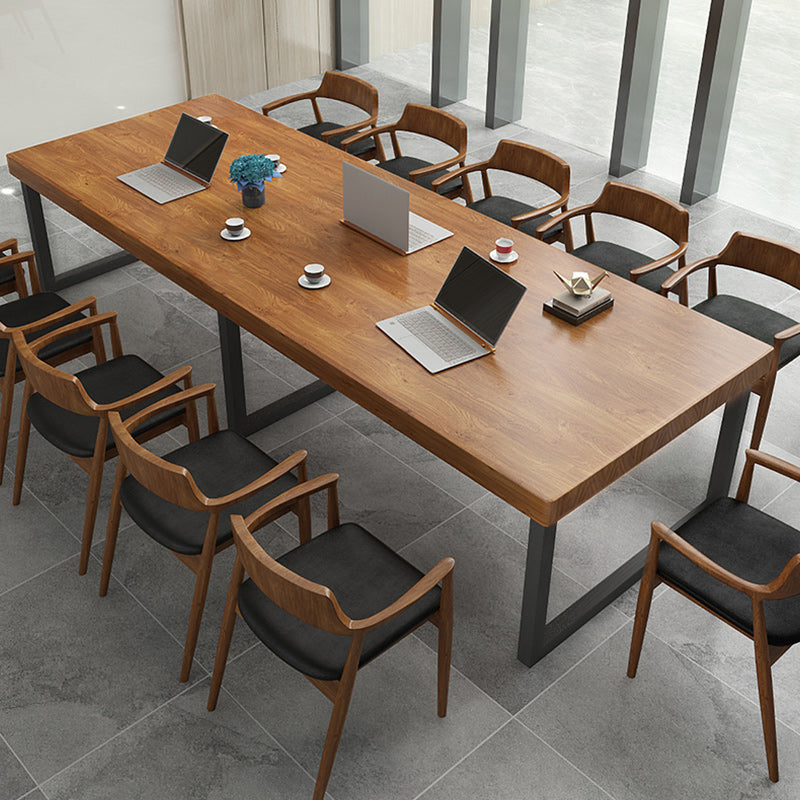 Solid Wood Office Meeting Table Industrial Fixed Writing Table