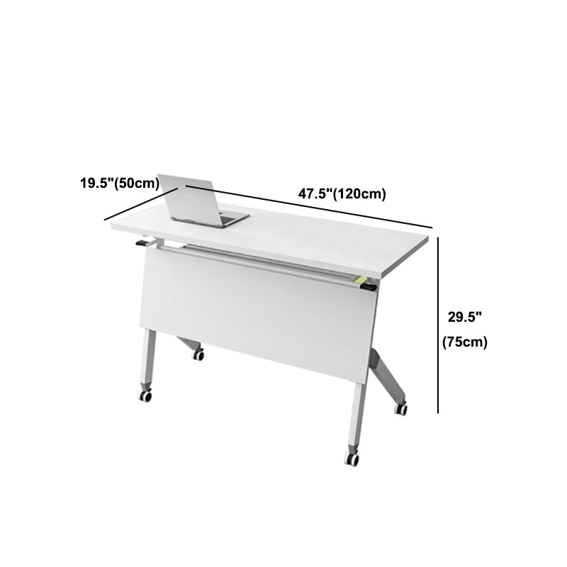 Manufactured Wood Rectangle Folding Desk Contemporary Office Desk with Wheels