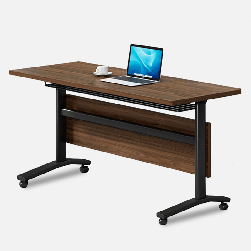 Manufactured Wood Rectangular Folding Desk Contemporary Office Desk with Wheels