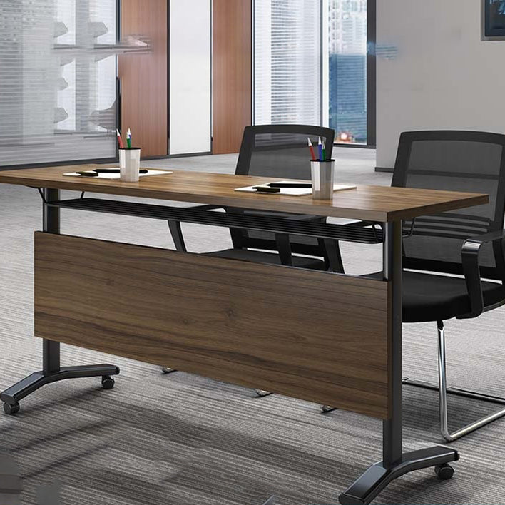 Manufactured Wood Rectangular Folding Desk Contemporary Office Desk with Wheels