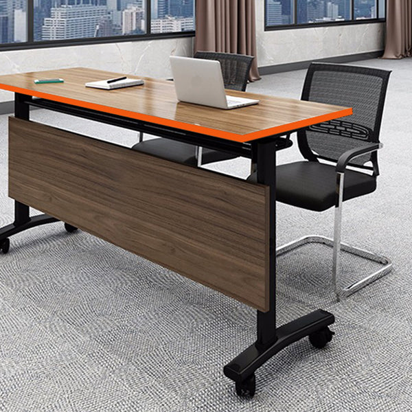 Manufactured Wood Rectangular Folding Desk Contemporary Office Desk with Wheels