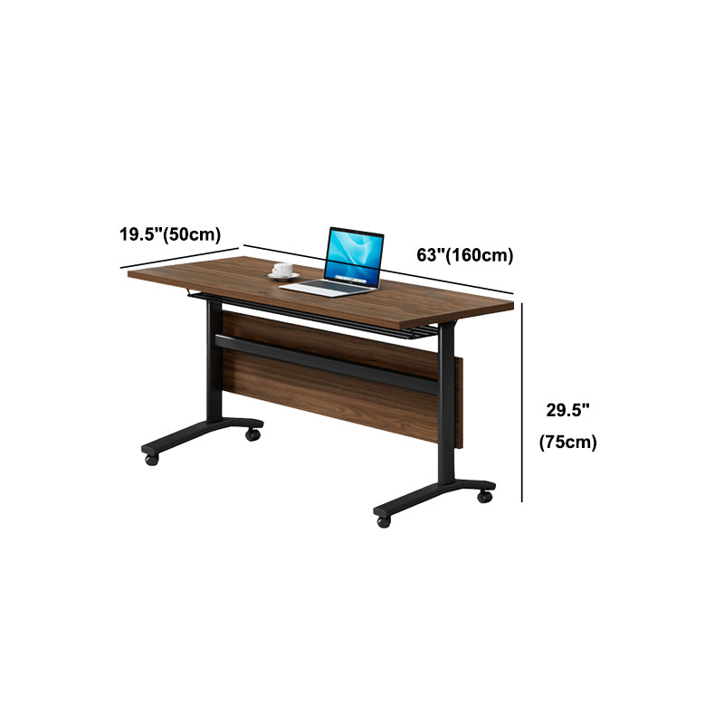 Manufactured Wood Rectangular Folding Desk Contemporary Office Desk with Wheels