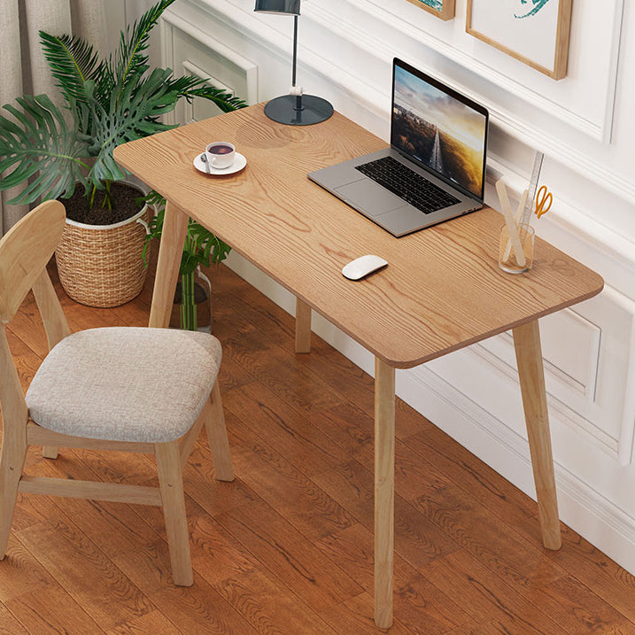 Modern Solid Wood Desk Curved Rubberwood Bedroom Writing Desk